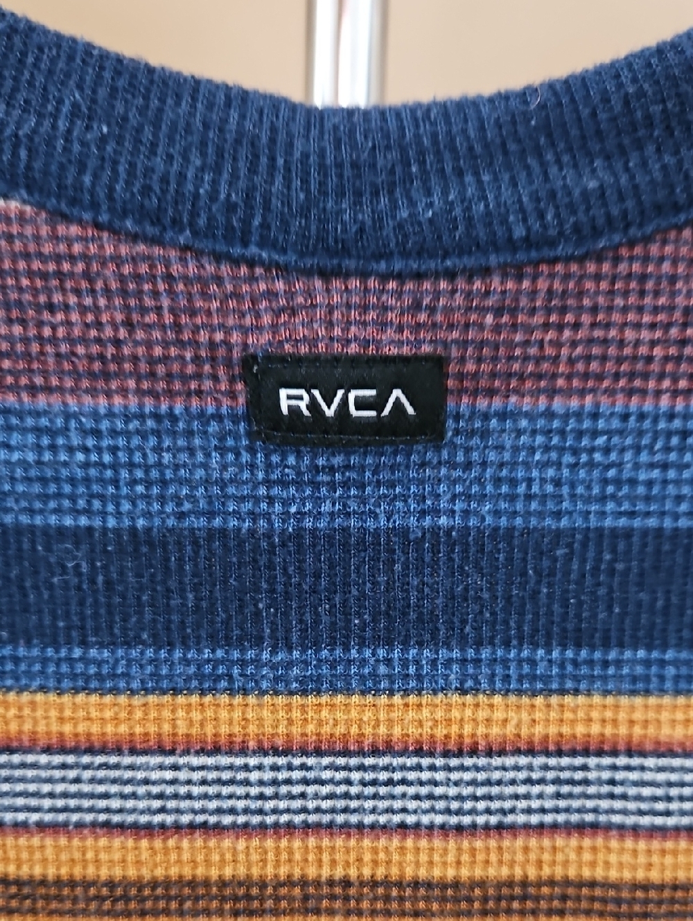 Women’s Striped Button-Front Tank Top in Navy, Mustard & Burgundy - Picture 5 of 12